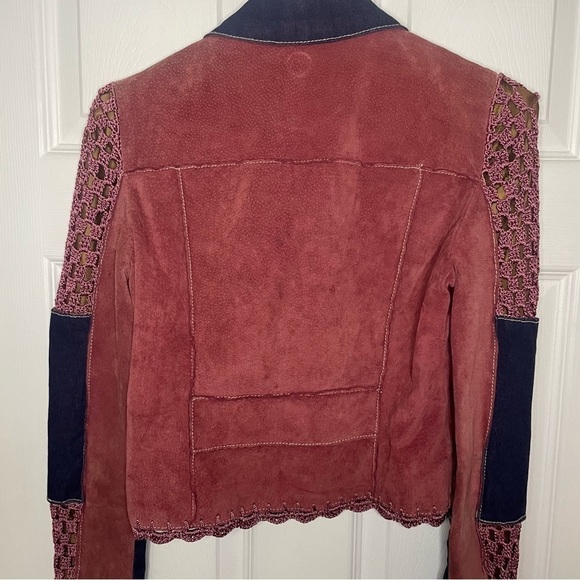 Wilson’s Leather Vintage Cowgirl Pink & Purple Suede Leather & Crochet Jacket S - Picture 4 of 9